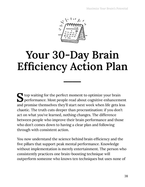 Your 30-Day Brain Efficiency Action Plan - act sample from Maximize Your Brain’s Potential