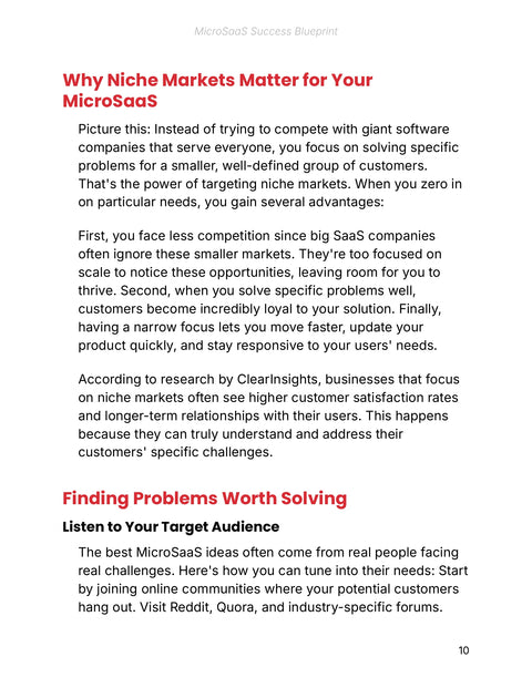 Focus on a Specific Customer Problem - understand sample from MicroSaaS Success Blueprint - Ebook