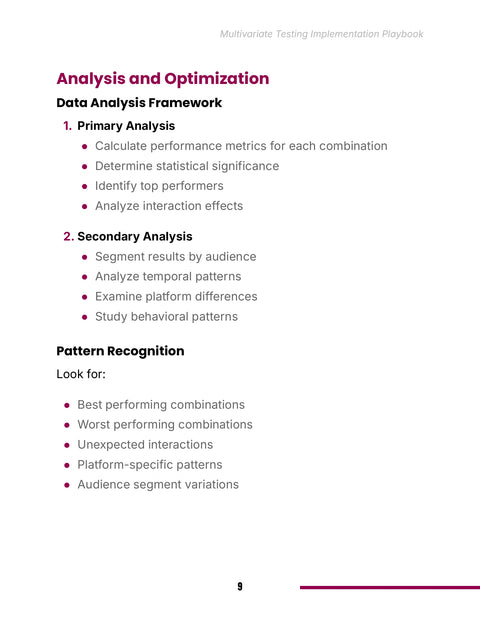 Analyze Test Interactions - practice sample from Multivariate Testing Impementation Playbook