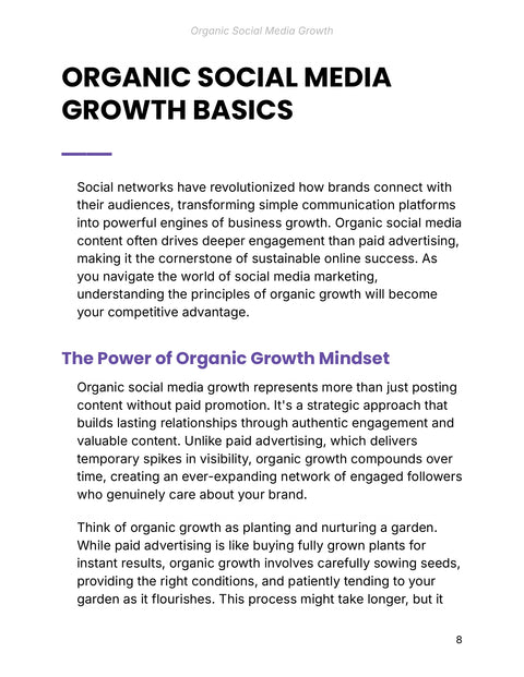 ORGANIC SOCIAL MEDIA GROWTH BASICS - understand sample from Organic Social Media Growth