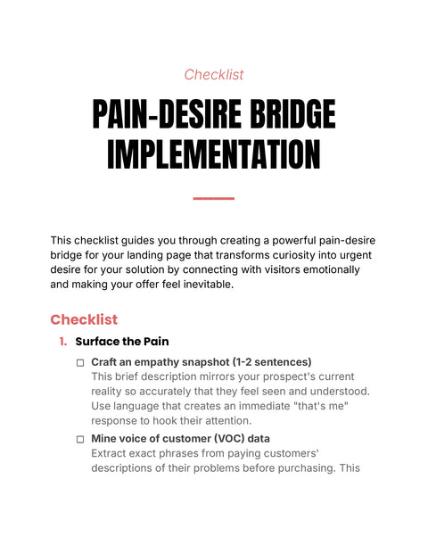 Discover the Customer Pain - understand sample from Pain-Desire Bridge Implementation
