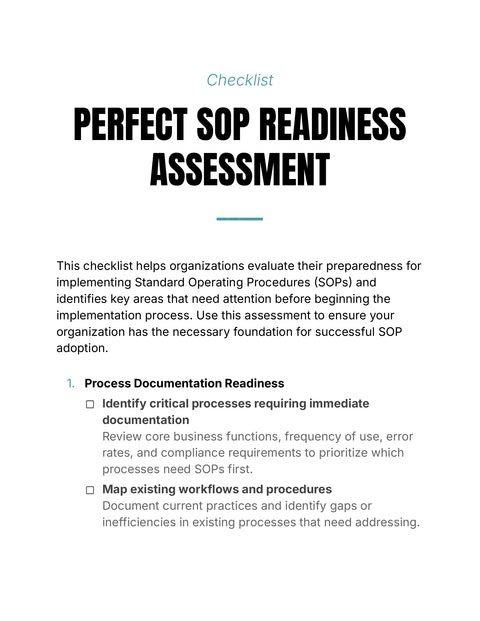 Assess Process Documentation Readiness - understand sample from Perfect SOP Readiness Assessment