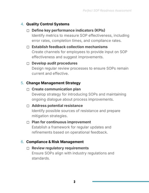 Audit Quality and Change Readiness - practice sample from Perfect SOP Readiness Assessment