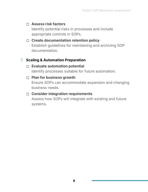Plan Risk Retention and Scale - act sample from Perfect SOP Readiness Assessment