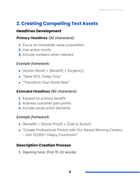 2. Creating Compelling Text Assets - practice sample from Performance Max Asset Creation