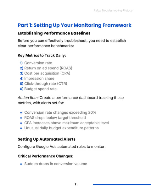 Part 1: Setting Up Your Monitoring Framework - understand sample from Performance Max Troubleshooting Protocol
