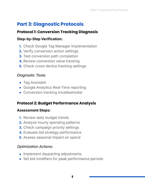 Protocol 1: Conversion Tracking Diagnosis Step-by-Step Verification: - practice sample from Performance Max Troubleshooting Protocol