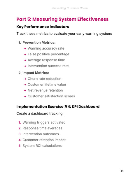 Part 5: Measuring System Effectiveness - framework sample from Preventing Customer Churn Before It Happens