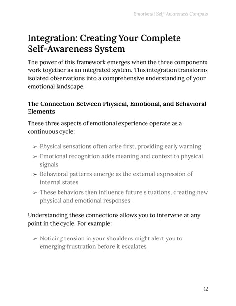 Connect Physical Signals, Emotions and Behavioral Responses - understand sample from Emotional Self-Awareness Compass