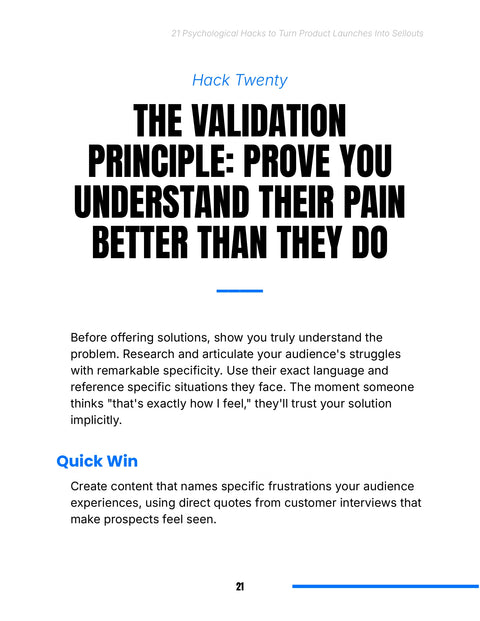 Start with the Customer's Actual Language - understand sample from 21 Psychological Hacks to Turn Product Launches Into Sellouts