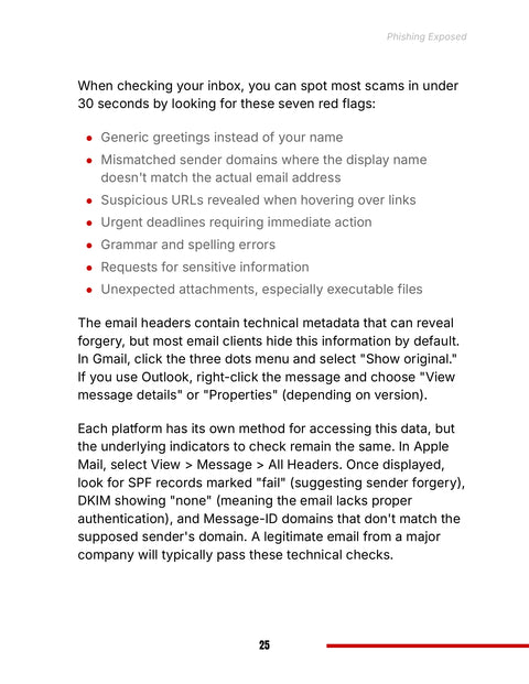 Inspect Seven Email Warning Signs and Source Headers - understand sample from Phishing Exposed