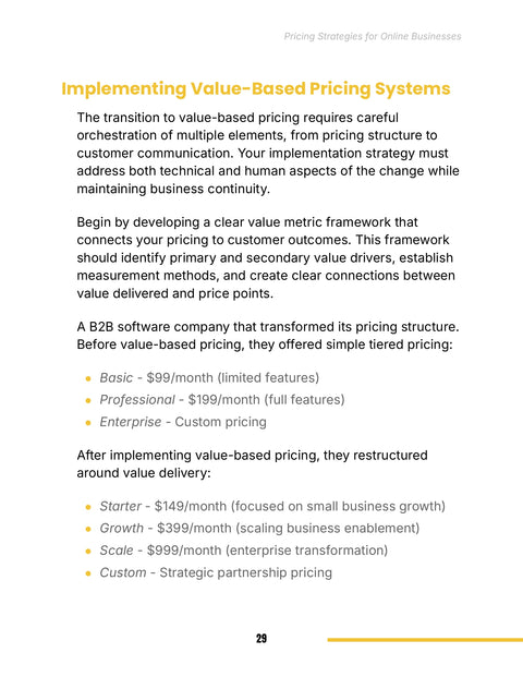 Compare Feature-Based and Value-Based Pricing Tier Examples - understand sample from Pricing Strategies for Online Businesses