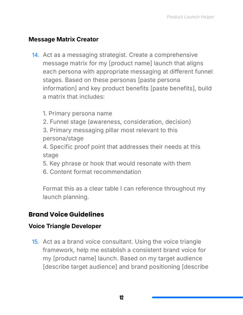 Specify a Persona and Funnel-Stage Messaging Matrix - framework sample from Product Launch Helper