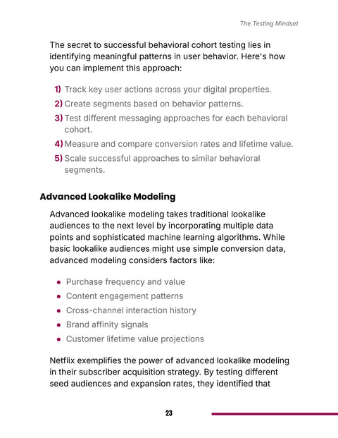 Review Five Steps for Behavioral Cohort Testing - framework sample from The Testing Mindset