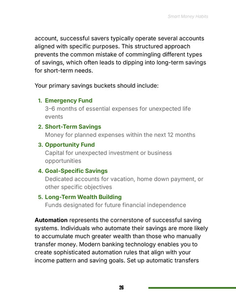 Separate Savings into Five Purpose-Based Buckets - framework sample from Smart Money Habits