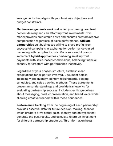 Compare Flat-Fee, Affiliate and Hybrid Creator Partnerships - framework sample from The Power of TikTok Shop