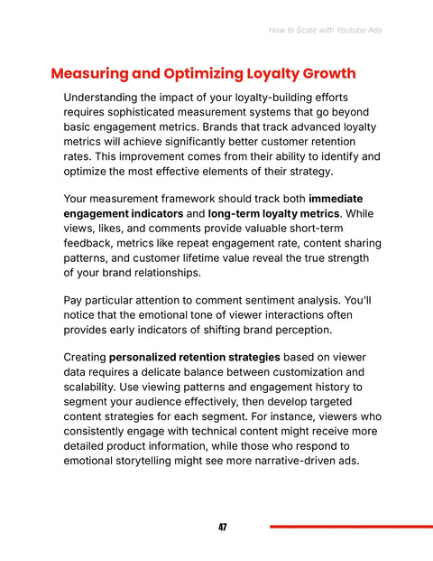 Connect Engagement, Retention Metrics and Audience Segments - framework sample from How to Scale with YouTube Ads