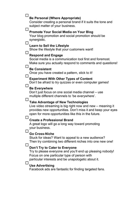 Review Twelve Brand, Channel and Audience Checks - framework sample from Social Success