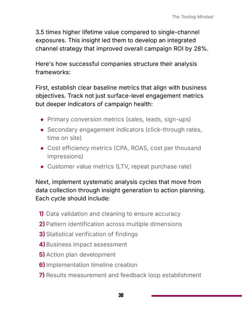 Organize Metrics and Follow a Seven-Stage Analysis Cycle - practice sample from The Testing Mindset