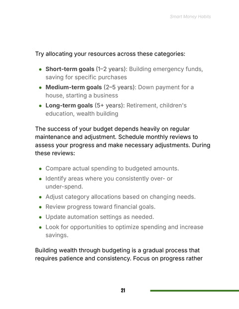 Use Six Actions to Review a Monthly Budget - act sample from Smart Money Habits