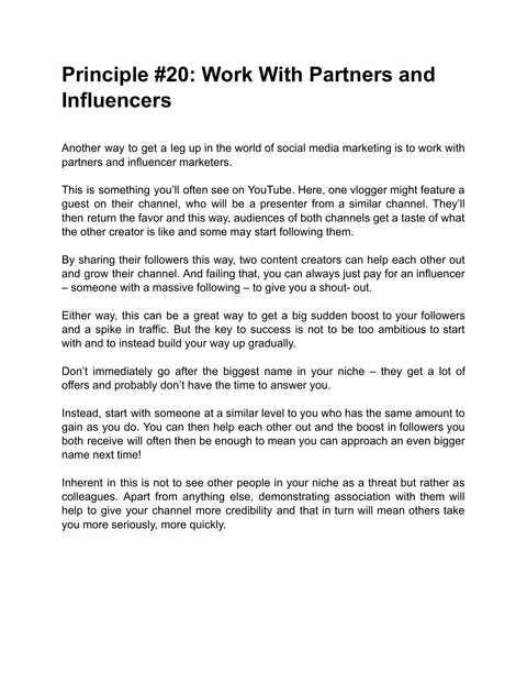 Build Reciprocal Partnerships from a Similar Audience Size - act sample from Social Success