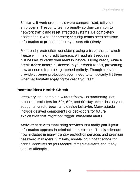 Plan Postincident Follow-Up and Account Monitoring - act sample from Phishing Exposed