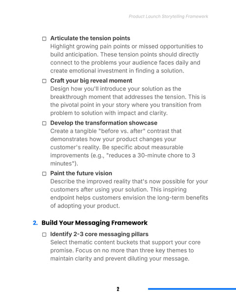Develop the Narrative Arc - understand sample from Product Launch Storytelling Framework