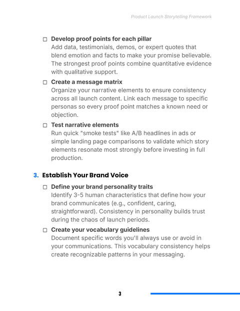 Build a Message Matrix and Voice - framework sample from Product Launch Storytelling Framework