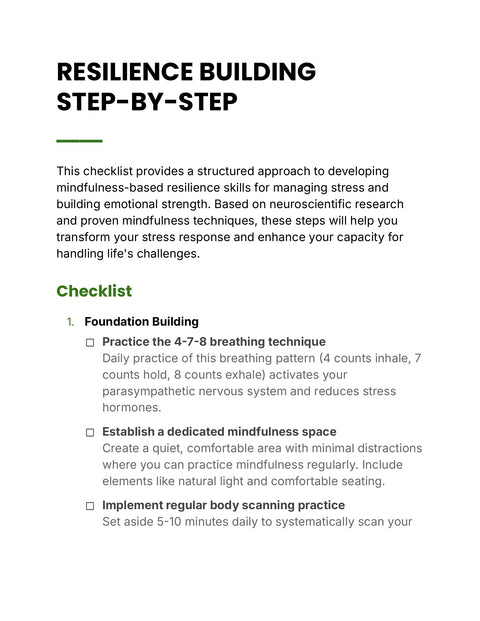 Establish Mindfulness Foundations - understand sample from Resilience Building Step-by-Step