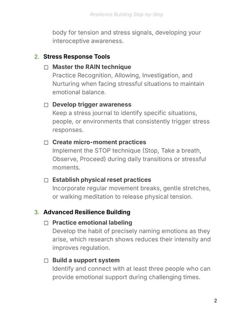 Practice Stress-Response Tools - practice sample from Resilience Building Step-by-Step