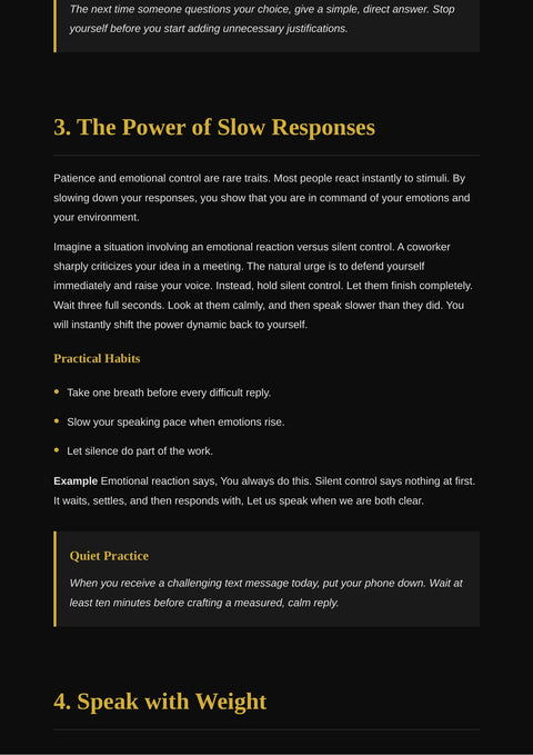 Pause before Responding - framework sample from Silent Power