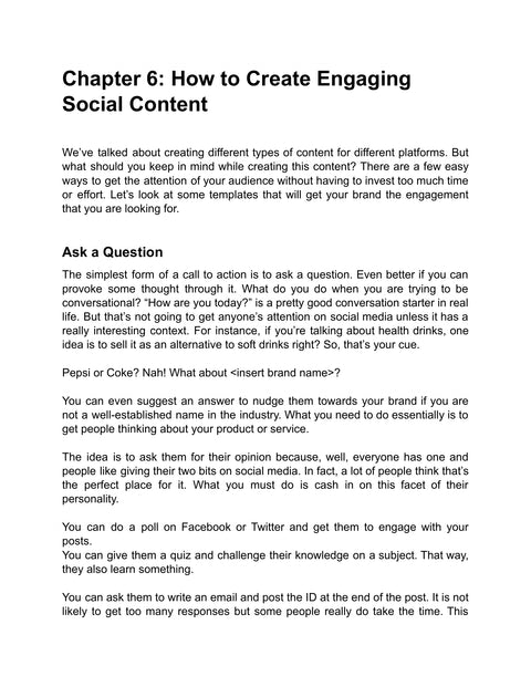 Ask Useful Engagement Questions - practice sample from Social Marketing School