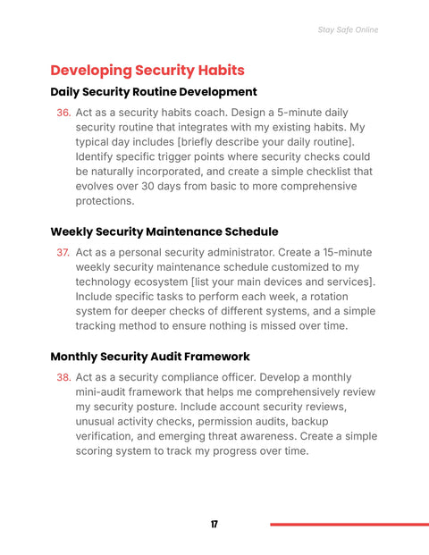 Monthly Security Audit Framework - practice sample from Stay Safe Online