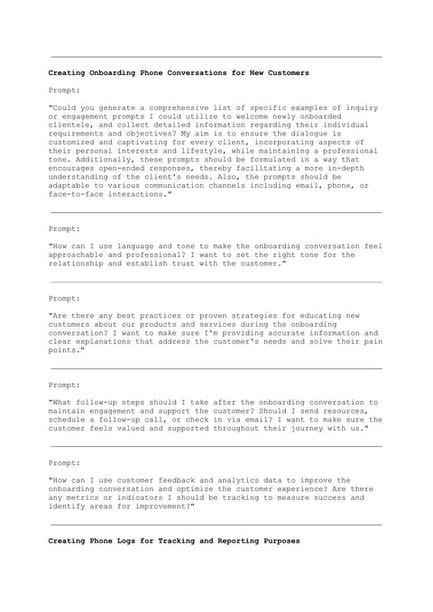 Creating Phone Logs for Tracking and Reporting Purposes - practice sample from Support Prompts