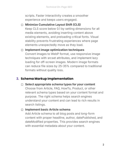 Structure Stable Accessible Content - framework sample from Technical On-Page SEO