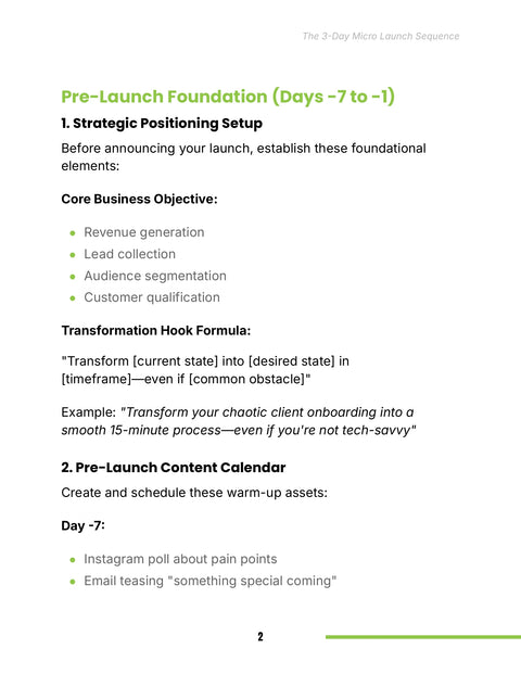 Transformation Hook Formula: - framework sample from The 3-Day Micro Launch Sequence