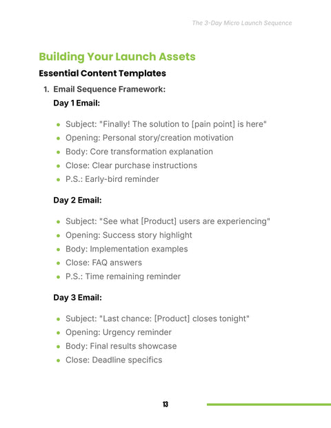 Essential Content Templates - practice sample from The 3-Day Micro Launch Sequence