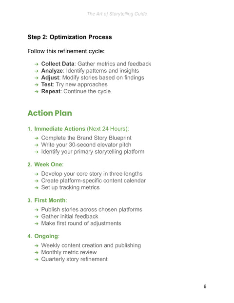Plan Story Refinement and Execution - act sample from The Art of Storytelling - Guide