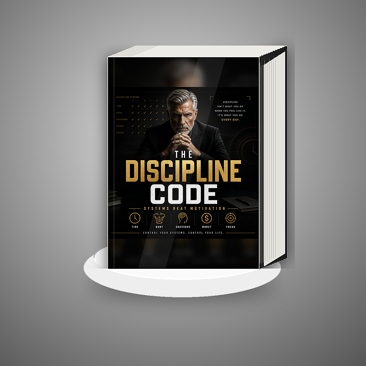 The Discipline Code book mockup cover