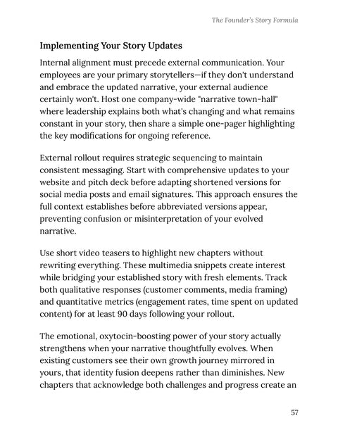 Implementing Your Story Updates - act sample from The Founder’s Story Formula