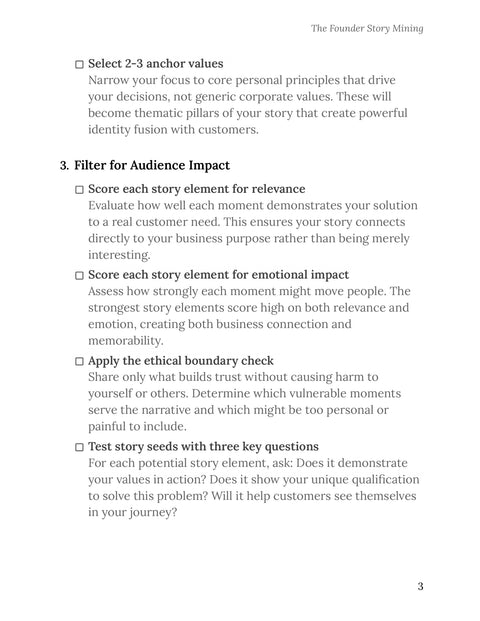 Filter for Audience and Ethical Impact - practice sample from The Founder Story Mining
