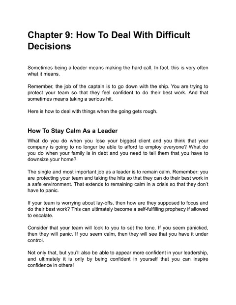 Decisions - framework sample from The Influential Leader