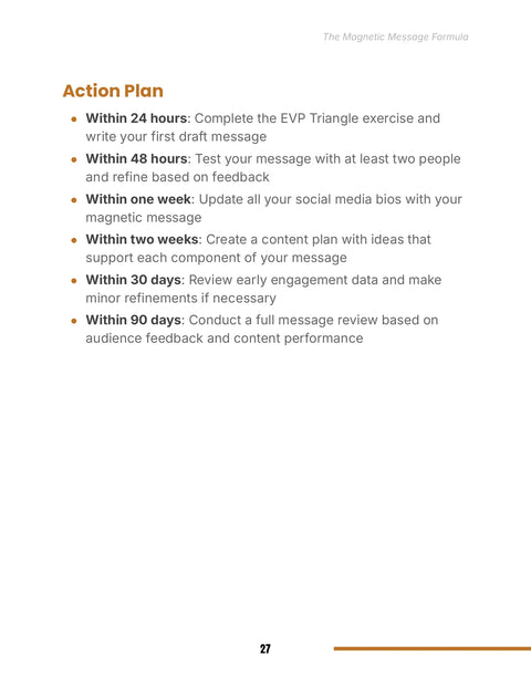 Action Plan - act sample from The Magnetic Message Formula