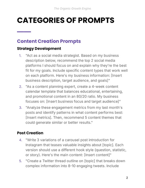 Define Audience and Content Strategy - understand sample from The Organic Growth Engine