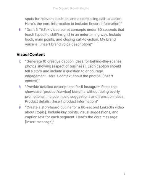 Develop Visual Content Concepts - practice sample from The Organic Growth Engine