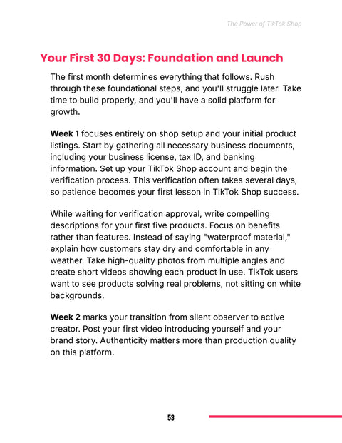 Your First 30 Days: Foundation and Launch - understand sample from The Power of TikTok Shop