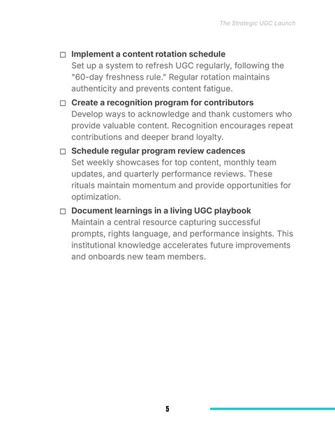 Maintain the UGC Playbook - act sample from The Strategic UGC Launch