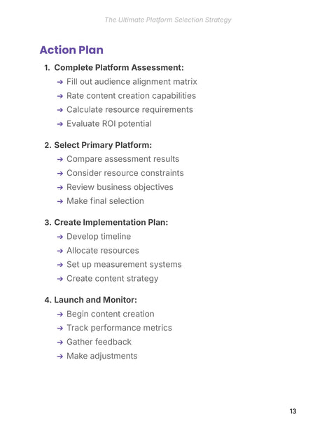 Four-step action plan - selected interior page 14 of The Ultimate Platform Selection Strategy