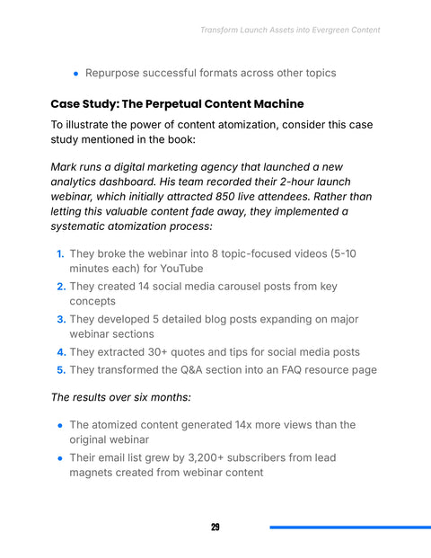 Case Study: The Perpetual Content Machine - practice sample from Transform Launch Assets into Evergreen Content