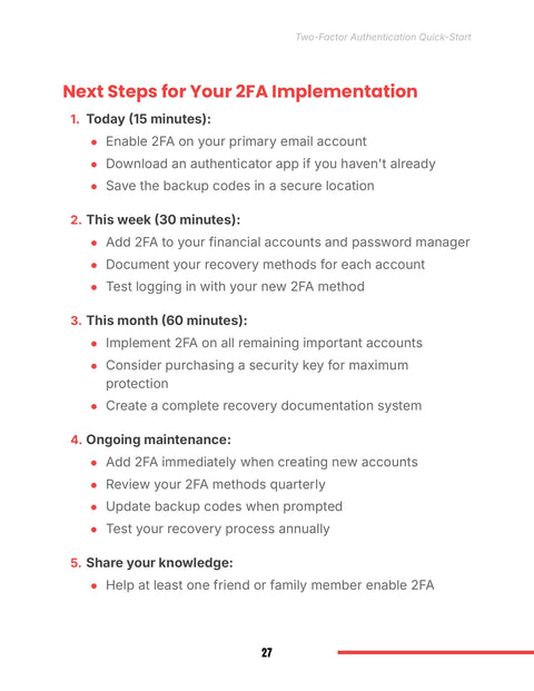 Next Steps for Your 2FA Implementation - act sample from Two-Factor Authentication Quick-Start